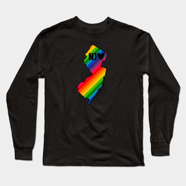 USA States: New Jersey (rainbow) Long Sleeve T-Shirt by LetsOverThinkIt